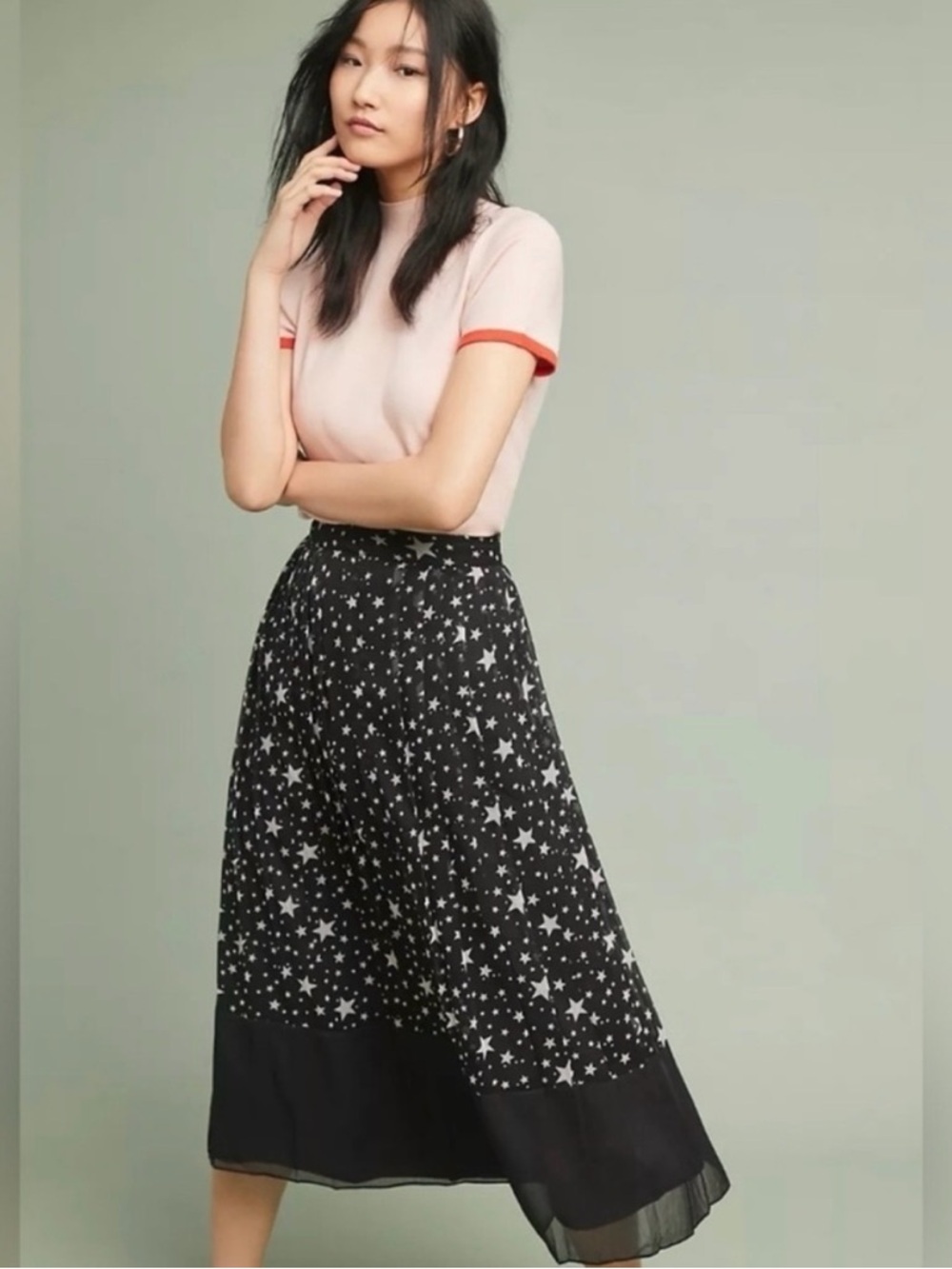 Anthropologie Star-Print Midi Skirt